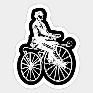 White Retro High Wheel Cyclist Sticker